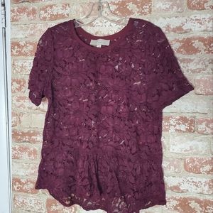 Loft peplum lace top